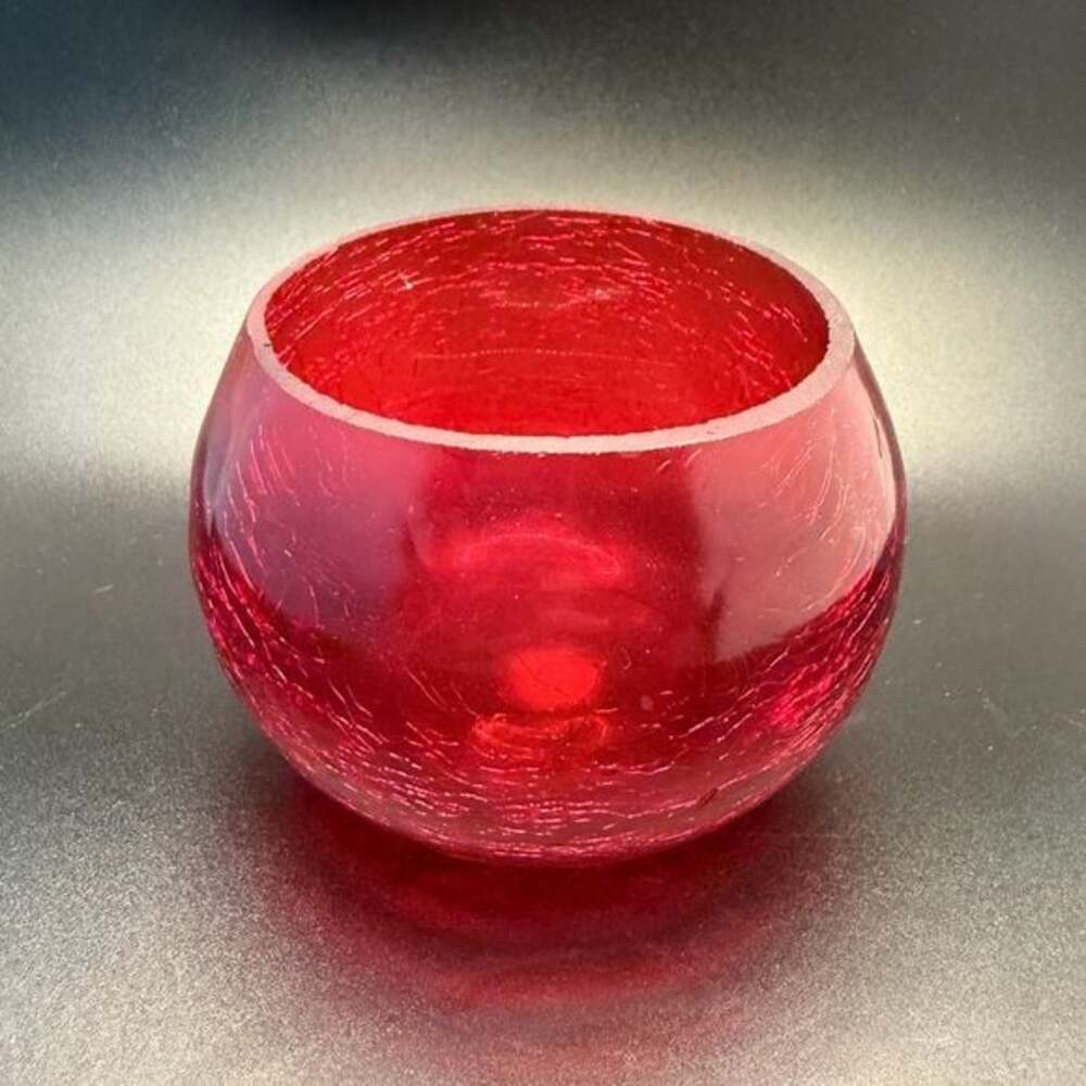 Crackle Red Glass Votive Candle Holder
